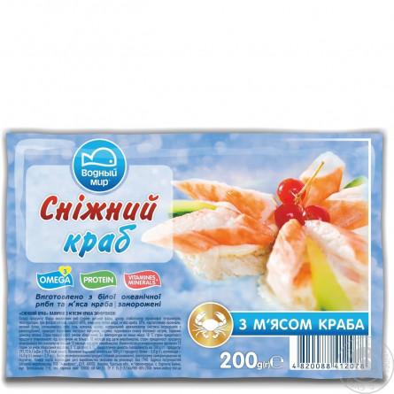 Палички з м'ясом краба Водный Мир Сніжний краб заморожені 200г slide 1