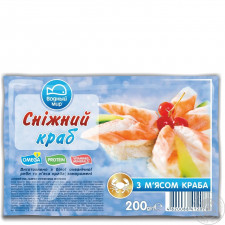 Палички з м'ясом краба Водный Мир Сніжний краб заморожені 200г mini slide 1