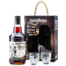 Ромовый напиток Captain Morgan Spiced Black 40% 1л + 2 рюмки mini slide 2