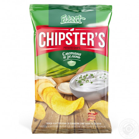 Чіпси Flint Chipster's картопляні зі смаком сметани із зеленню 70г slide 1