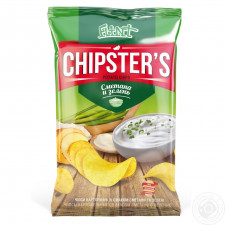 Чіпси Flint Chipster's картопляні зі смаком сметани із зеленню 70г mini slide 1