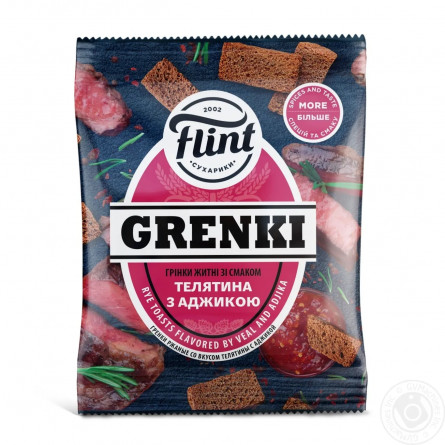 Грінки Flint Grenki житні зі смаком телятини з аджикою 65г slide 1