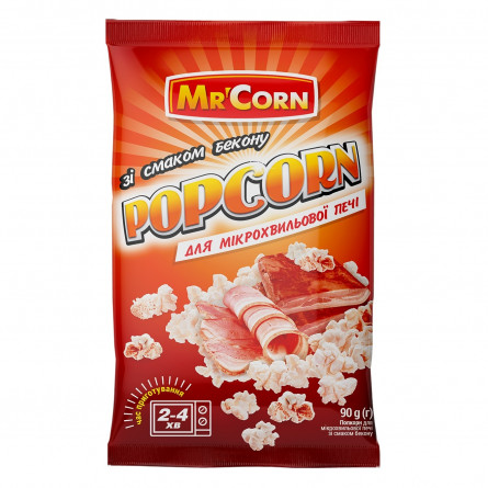 Попкорн Mr'Corn зі смаком бекону для мікрохвильової печі 90г slide 1
