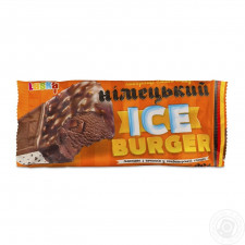 Морозиво Laska Німецький Ice Burger брикет з печивом у кондитерській глазурі з арахісом 90г mini slide 1