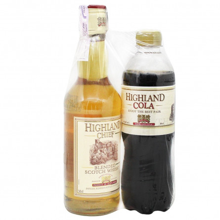 Набір Віскі Highland Chief Blended Scotch Whisky 3роки 40% 0,5л + кола Highland 0,5л slide 1
