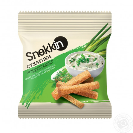 Сухарики Snekkin житньо-пшеничні зі смаком сметани з зеленню 35г slide 2