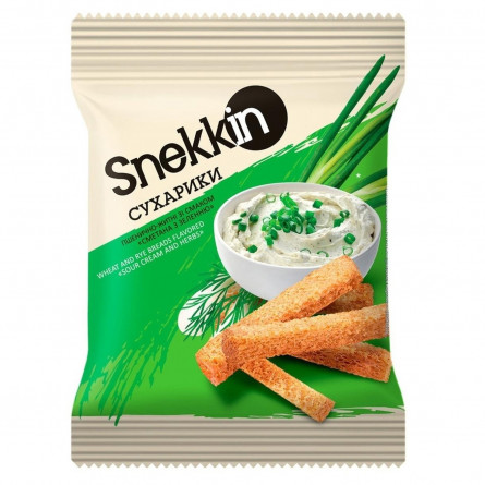 Сухарики Snekkin пшенично-житні зі смаком сметана з зеленню 70г slide 3