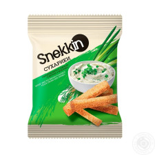 Сухарики Snekkin пшенично-ржаные со вкусом сметана с зеленью 110г mini slide 1