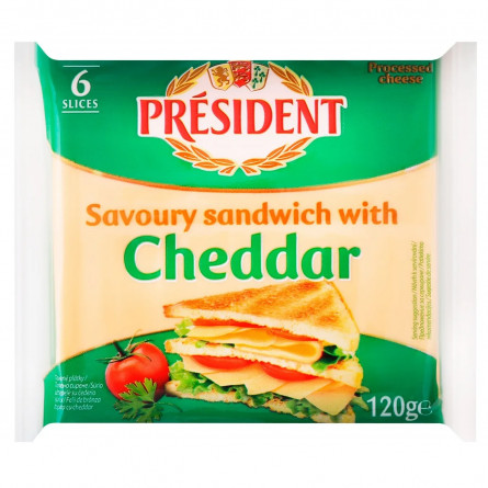 Сыр плавленый President Cheddar для тостов 40% 120г slide 1