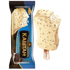Морозиво Хладик Каштан з темним печивом в білій кондитерській глазурі 75г mini slide 1