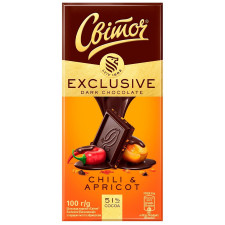 Шоколад чорний СВІТОЧ® Exclusive з перцем чилі та абрикосом 51% 100г mini slide 1
