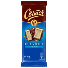 Шоколад СВІТОЧ® молочный и белый 85г mini slide 1