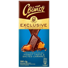 Шоколад молочный СВІТОЧ® Exclusive со вкусом меда и соленой карамелью 100г mini slide 1