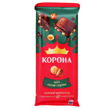 Шоколад Корона чорний з цілими лісовими горіхами 100г mini slide 1