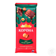 Шоколад Корона чорний з цілими лісовими горіхами 100г mini slide 2