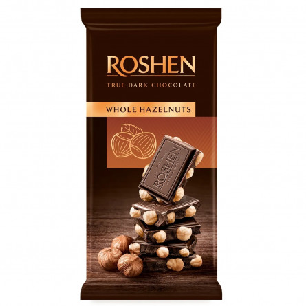 Шоколад Roshen Classic екстрачорний з цілими лісовими горіхами 90г slide 2
