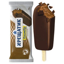 Морозиво Хрещатик пломбір шоколадний в кондитерській глазурі 75г mini slide 1