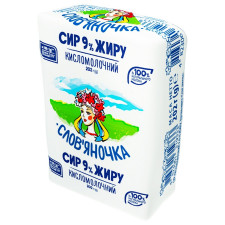 Сир кисломолочний Слов'яночка 9% 202г mini slide 1