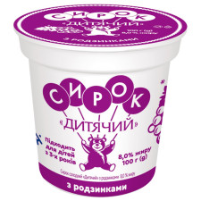 Сирок Слов'яночка Дитячий з родзинками 8% 100г mini slide 1
