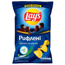 Чіпси Lay's картопляні зі смаком сметани та цибулі рифлені 200г mini slide 1