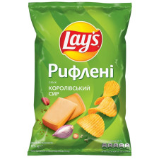 Чіпси Lay's картопляні зі смаком королівського сиру рифлені 133г mini slide 1