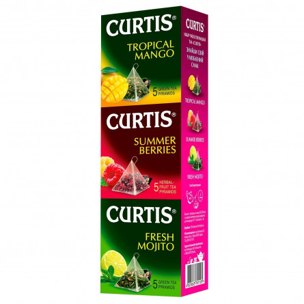 Набір чаю Curtis Tropical Mango+Summer Berries+Fresh Mojito в пірамідках 15шт slide 1