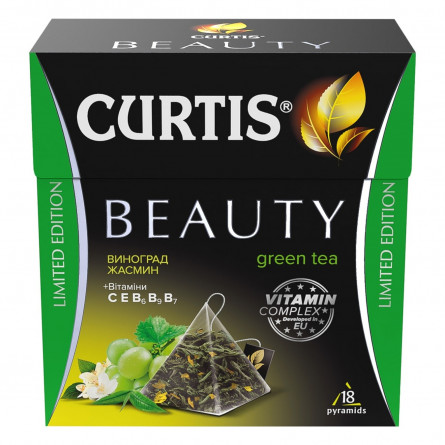 Чай зелений Curtis Beauty Виноград та жасмин у пірамідках 18шт 32,4г slide 2