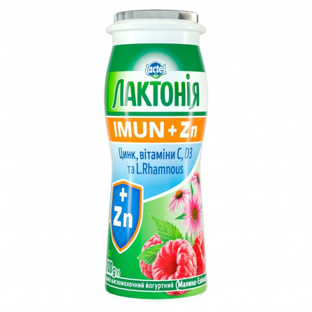 Напиток кисломолочный йогуртный Лактония Imun+Zn Малина-эхинацея 1,5% 100г slide 1