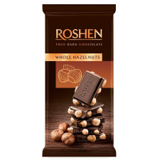 Шоколад Roshen екстрачорний с цілими лісовими горіхами 90г mini slide 1