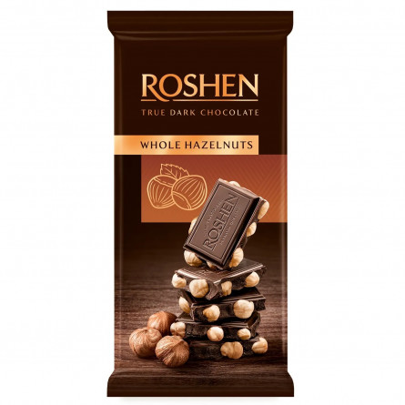 Шоколад Roshen екстрачорний с цілими лісовими горіхами 90г slide 2