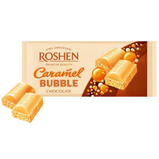 Шоколад Roshen пористий білий карамель 80г mini slide 1