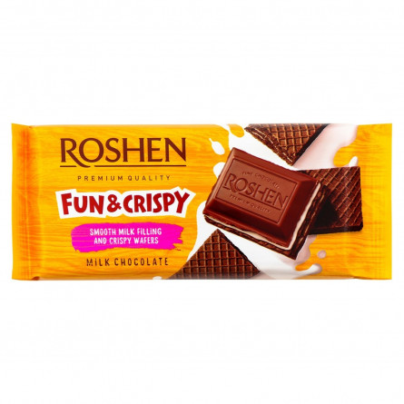 Шоколад Roshen молочний з молочною начинкою та вафлею 105г slide 1