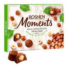 Цукерки Roshen Moments з цілим фундуком 116г mini slide 1
