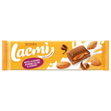 Шоколад молочний Roshen Lacmi з цілим мигдалем та мигдально-карамельною начинкою 300г mini slide 2