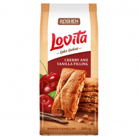 Печиво Roshen Lovita здобне з вишнево-ванільною начинкою 168г slide 1