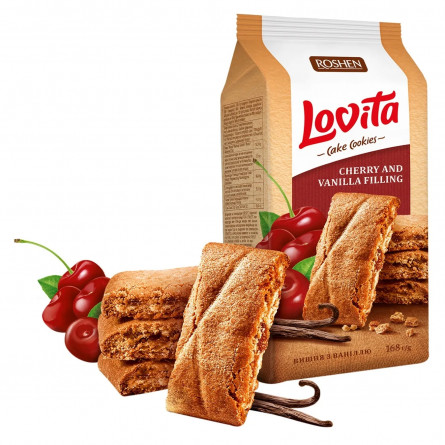 Печиво Roshen Lovita здобне з вишнево-ванільною начинкою 168г slide 2