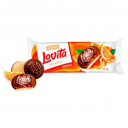 Печиво Roshen Lovita з желейною начинкою зі смаком апельсину 135г slide 1