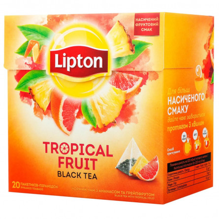 Чай чорний Lipton Tropical Fruit з ананасом та грейпфрутом 20шт*1,8г slide 1