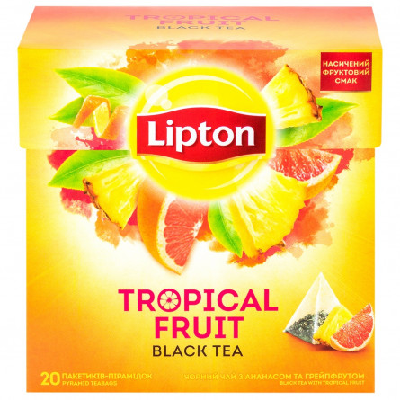 Чай чорний Lipton Tropical Fruit з ананасом та грейпфрутом 20шт*1,8г slide 2