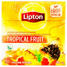 Чай чорний Lipton Tropical Fruit з ананасом та грейпфрутом 20шт*1,8г mini slide 4