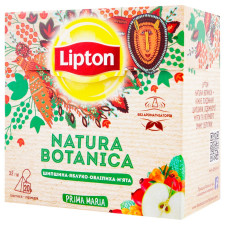 Суміш плодово-трав’яна Lipton Natura Botanica із шипшиною гібіскусом шматочками яблук обліпихлю та м'ятою в пакетиках 20шт*1,6г mini slide 1