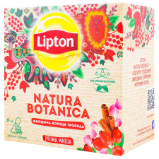 Суміш плодово-трав’яна Lipton Natura Botanica з шипшиною гібіскусом корицею та пелюстками троянд в пакетиках 20штх*,8г mini slide 1
