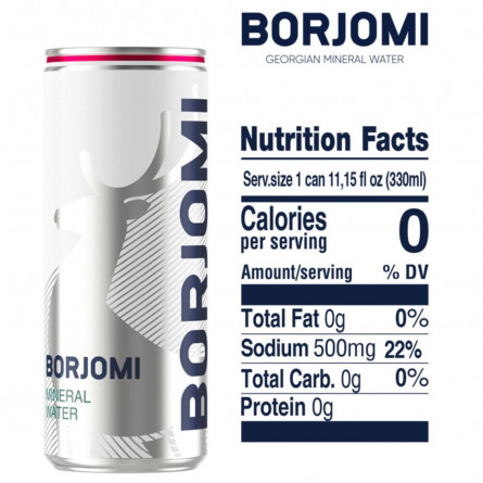 Вода минеральная Borjomi сильногазированная ж/б 4шт 0,33л slide 4