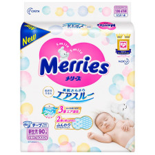 Подгузники Merries Newborn 0-5кг 90шт mini slide 1