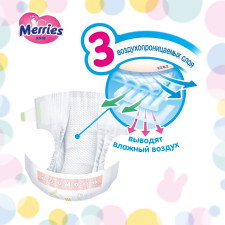 Підгузники для дітей Merries S 4-8кг 24шт mini slide 4