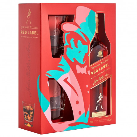 Виски Johnnie Walker Red Label 40% 700мл + 2 стакана в коробке slide 2