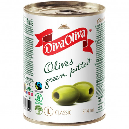 Оливки Diva Oliva зелені без кісточки 300г slide 1