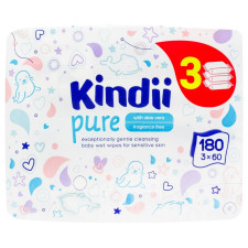 Серветки Kindii Pure вологі для немовлят і дітей 3х60шт mini slide 1