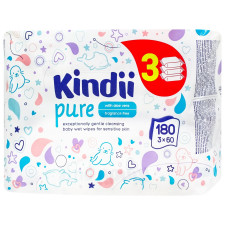 Серветки Kindii Pure вологі для немовлят і дітей 3х60шт mini slide 2
