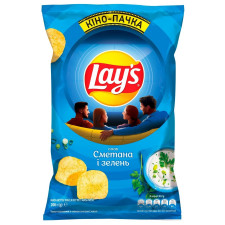 Чіпси Lay's картопляні зі смаком сметани і зелені 200г mini slide 1
